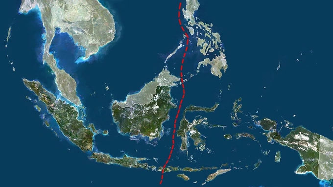 Đường Wallace, đường đỏ đứt đoạn, được ví như một hàng rào sinh học
