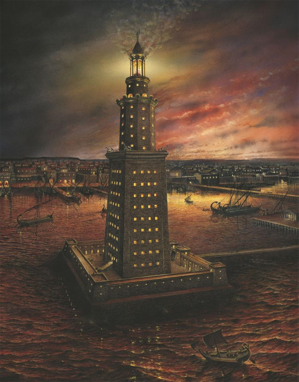 hai-dang-alexandria-6 Trên đỉnh ngọn hải đăng Alexandria là một pho tượng thần Poseidon nổi tiếng trong thần thoại Hy Lạp làm từ đồng và tay cầm đinh ba cao 7m